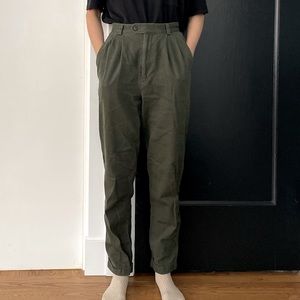 Vintage cotton twill high waist olive pants